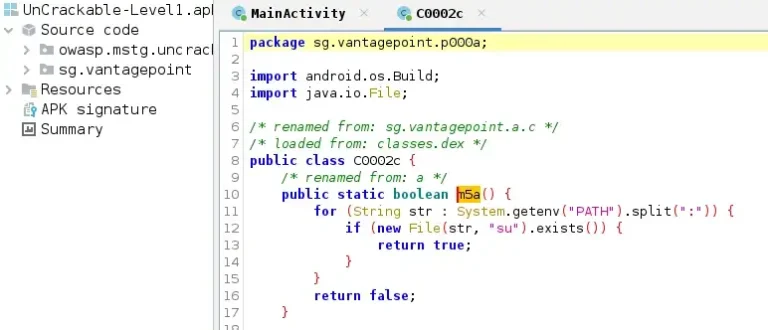 Android Root Detection using Frida - Part 1 OWASP Uncrackable 1 - Method True