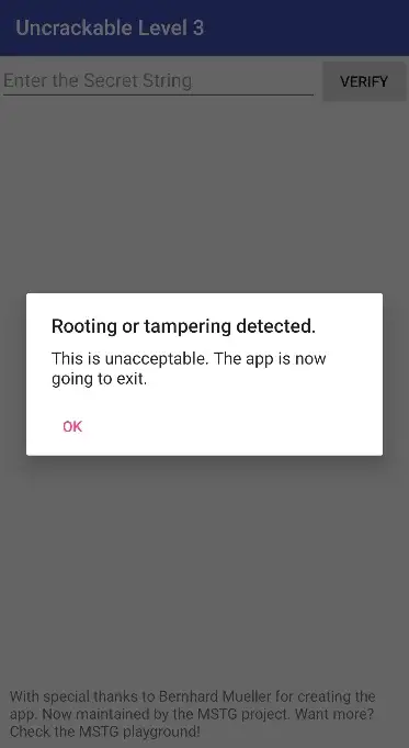 Android Root Detection using Frida - Part 3 OWASP Uncrackable 3 - Tampering Detected