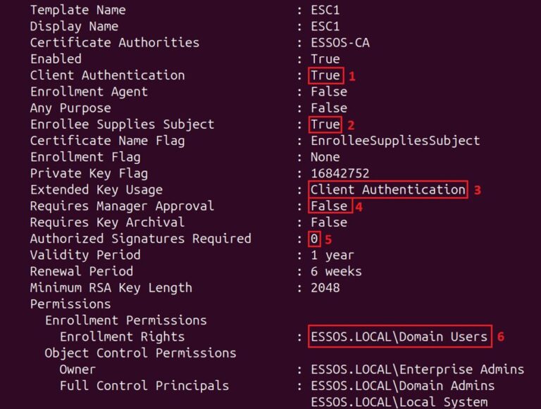 ESC 1 - Certipy Template Return