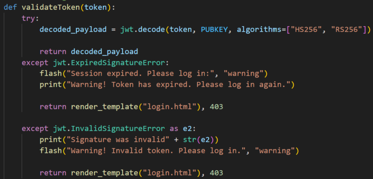 JSON Web Tokens – Algorithm Confusion Attack - img8_validateTokenFunction