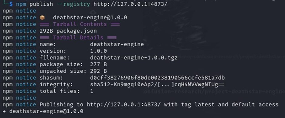 Private Repository - Deathstar package json - Pentest Limited