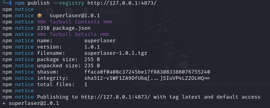 Private Repository - Superlaser package json - Pentest Limited