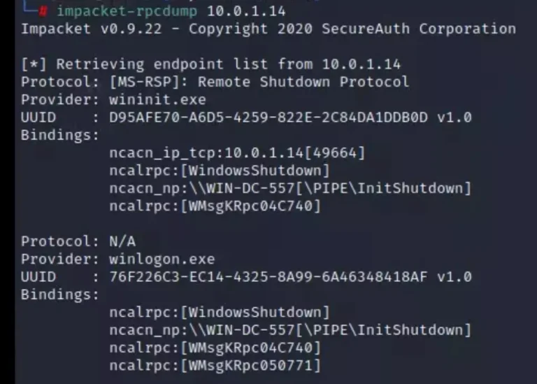 Researching RPC vulnerabilities rpcdump