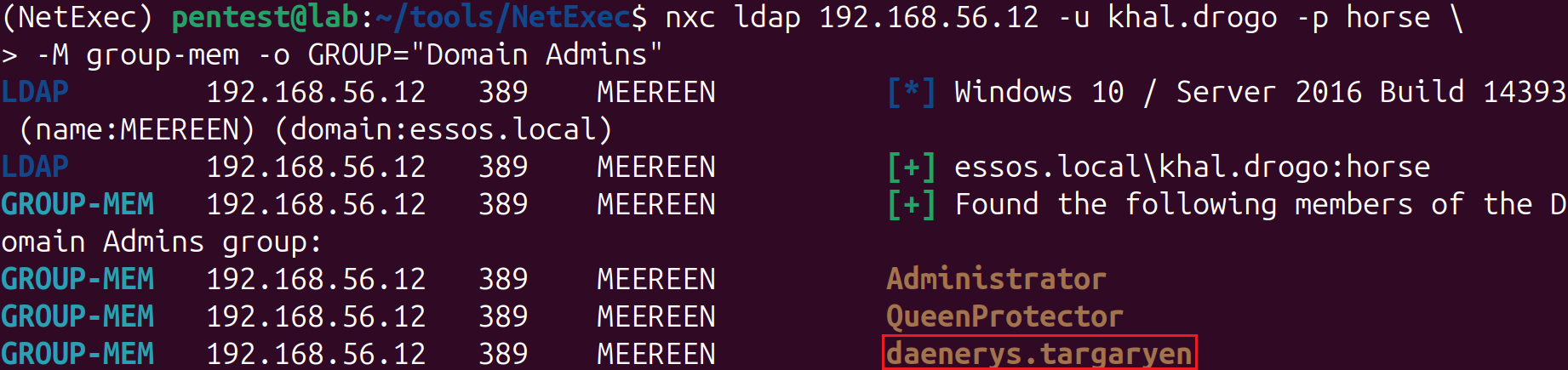 ESC 1 - Domain Admin group using NetExec