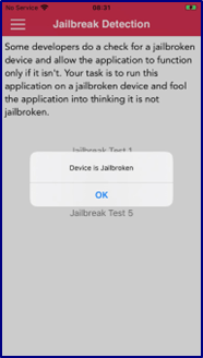iOS Mobile Application Security - attack surface - application detecting jailbreak