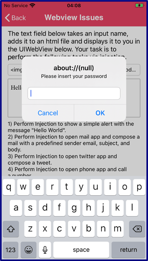 iOS Mobile Application Security - attack surface - prompt for password
